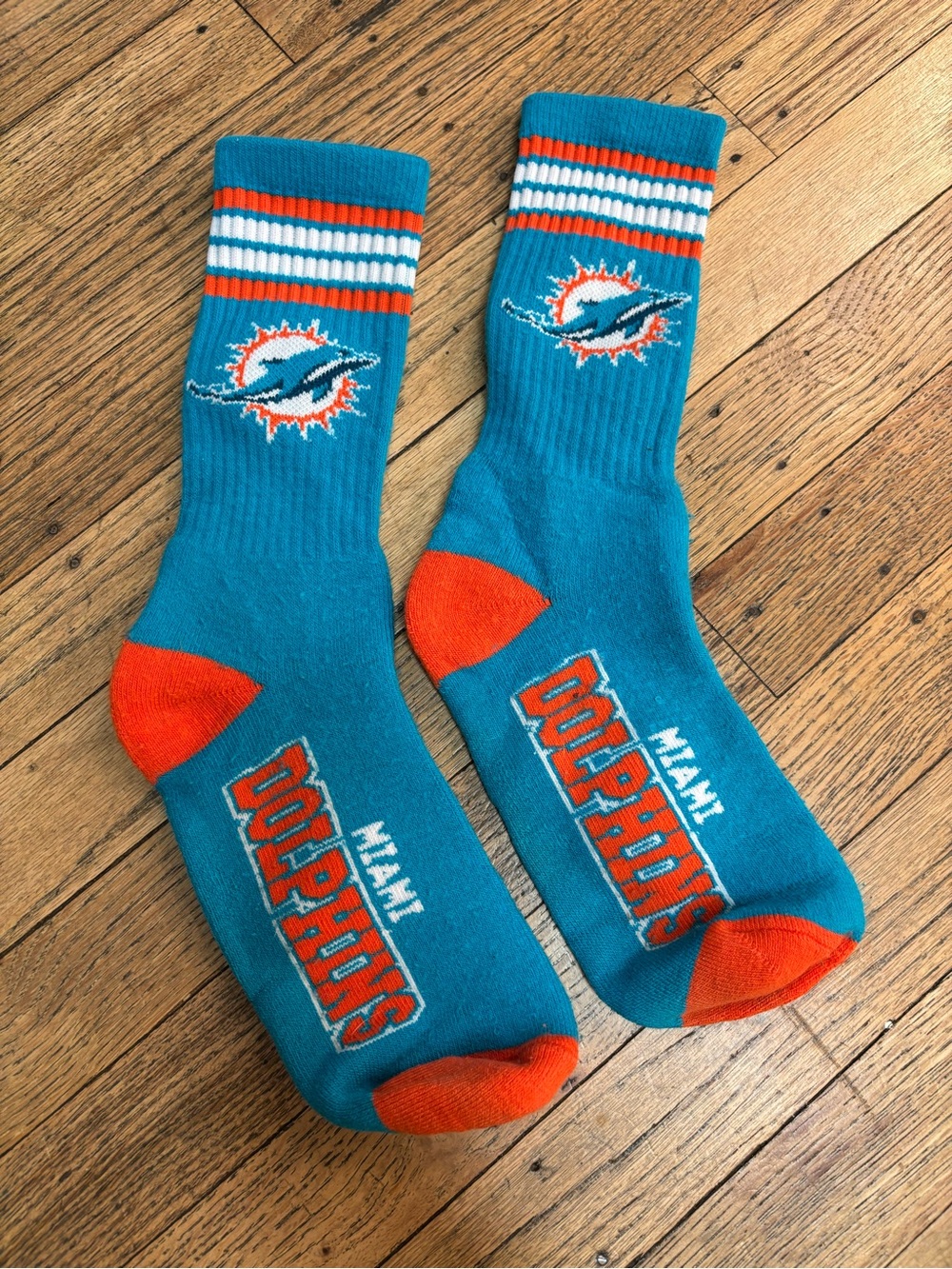 NFL Miami Dolphins Teal & Orange Crew Socks with Logo
